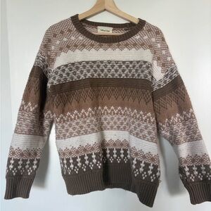 Aritzia Brown and Cream Patterned Sweater